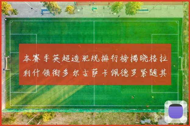 本赛季英超造犯规排行榜揭晓格拉利什领衔多尔古萨卡佩德罗紧随其后